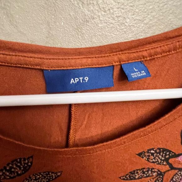 Apt 9. Orange Brown Floral Detail Sleeveless Shirt Size Large - Picture 10 of 10